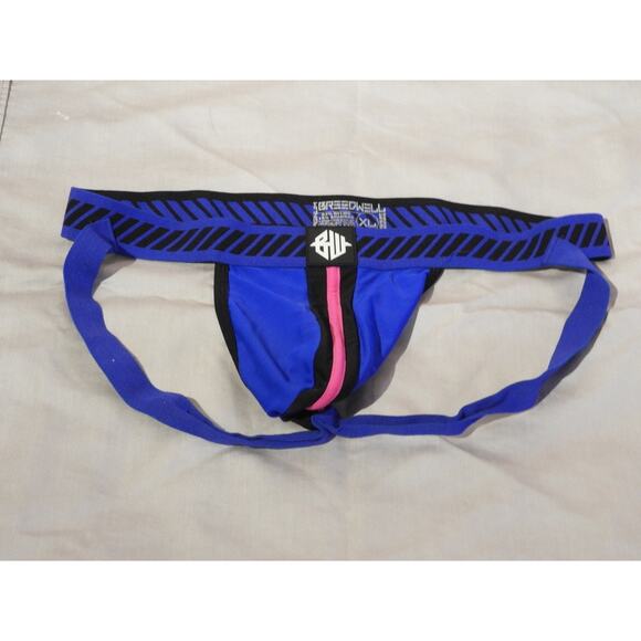 Mens Breedwell Blue Jockstrap | Fetish AF  | Pink Stripe Power Bottom Gear XL - Picture 1 of 3